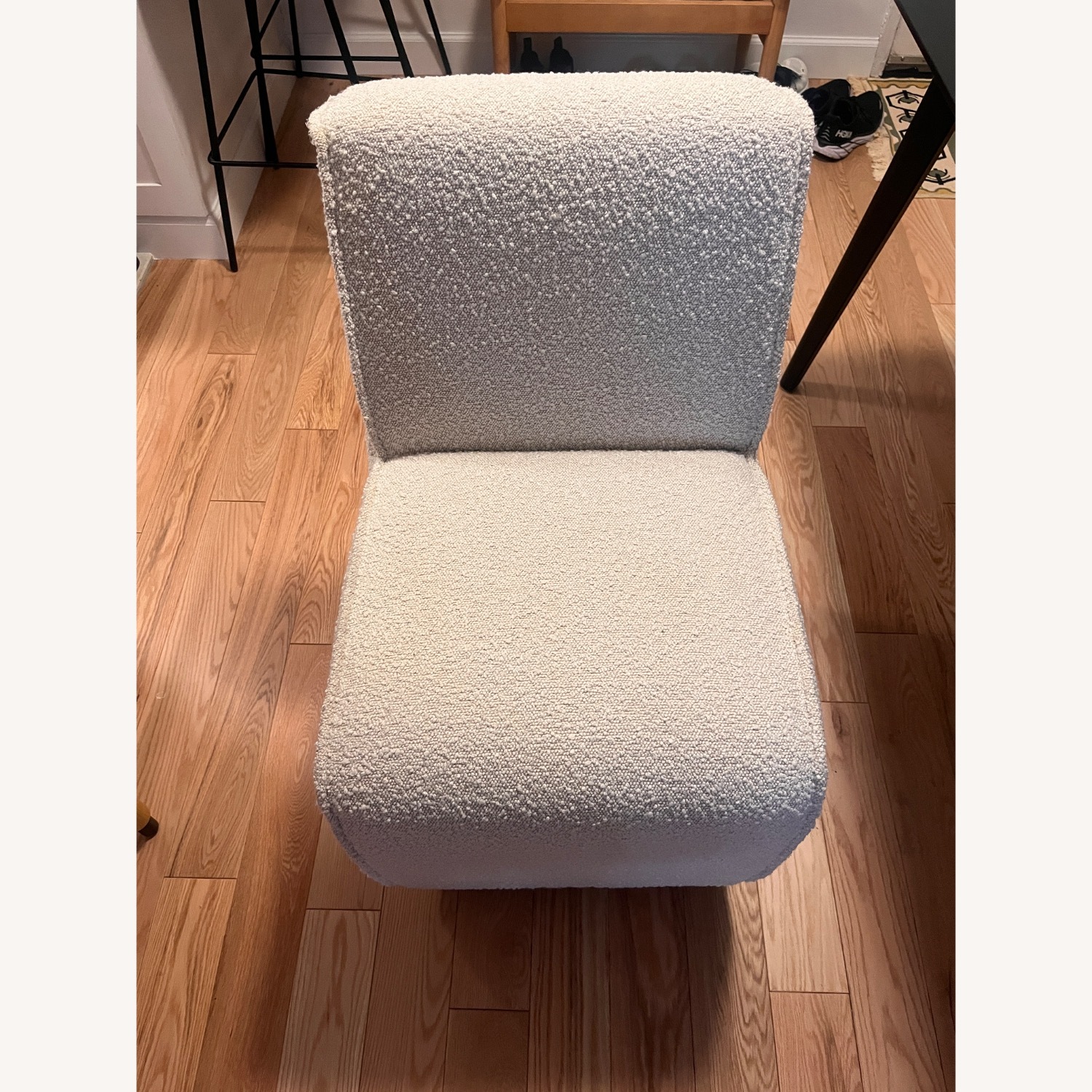 Anthropologie White Boucle Dining Chairs - image-4