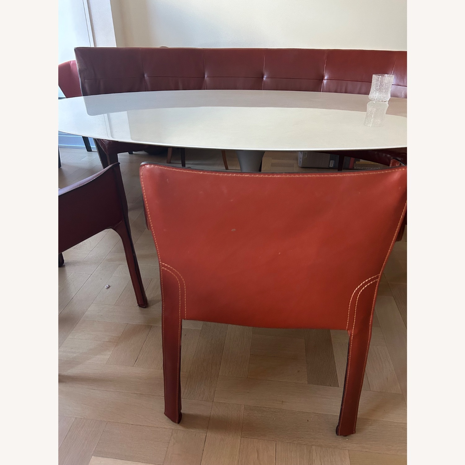 Cassina Cab 413 Red Leather Dining Chairs - image-3