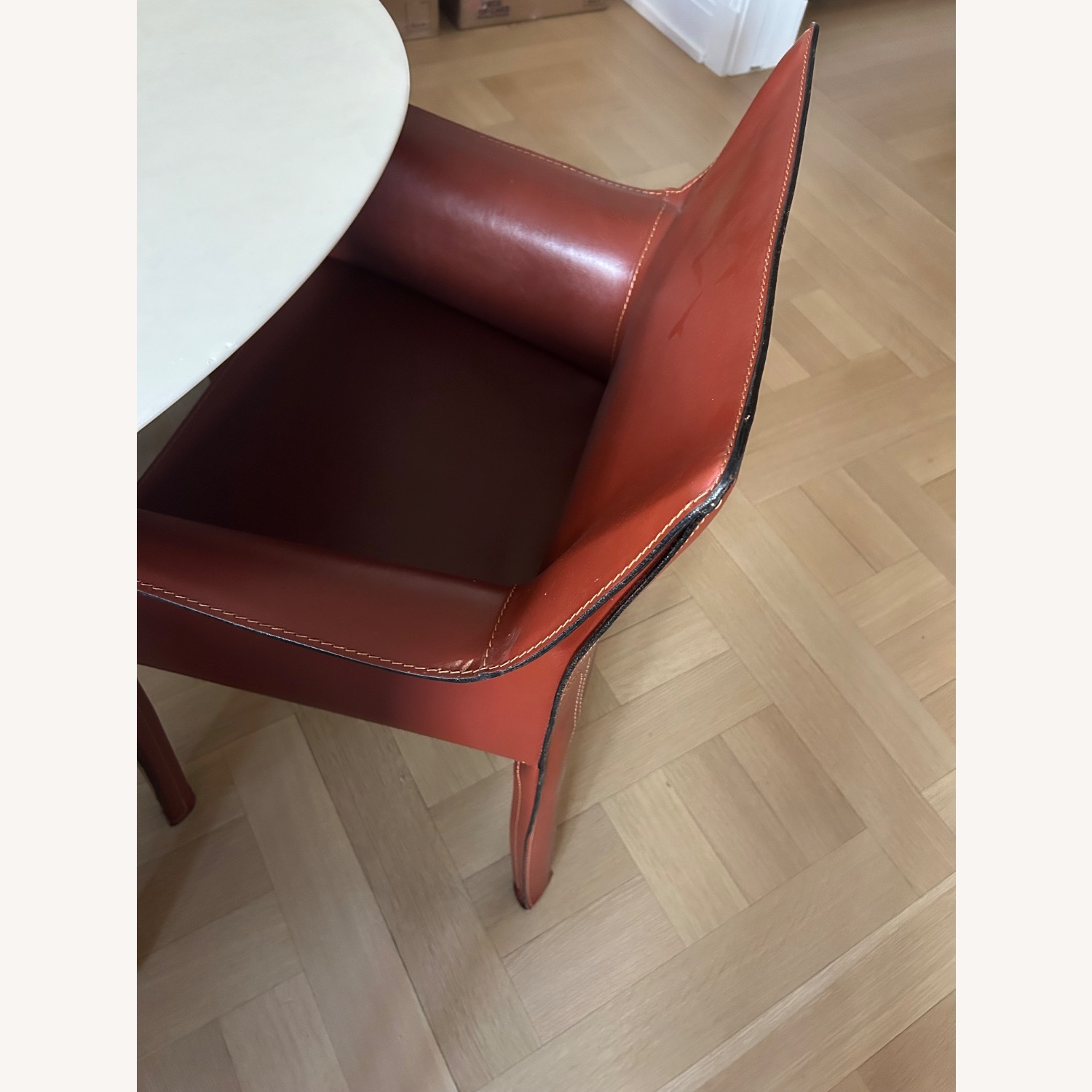 Cassina Cab 413 Red Leather Dining Chairs - image-2