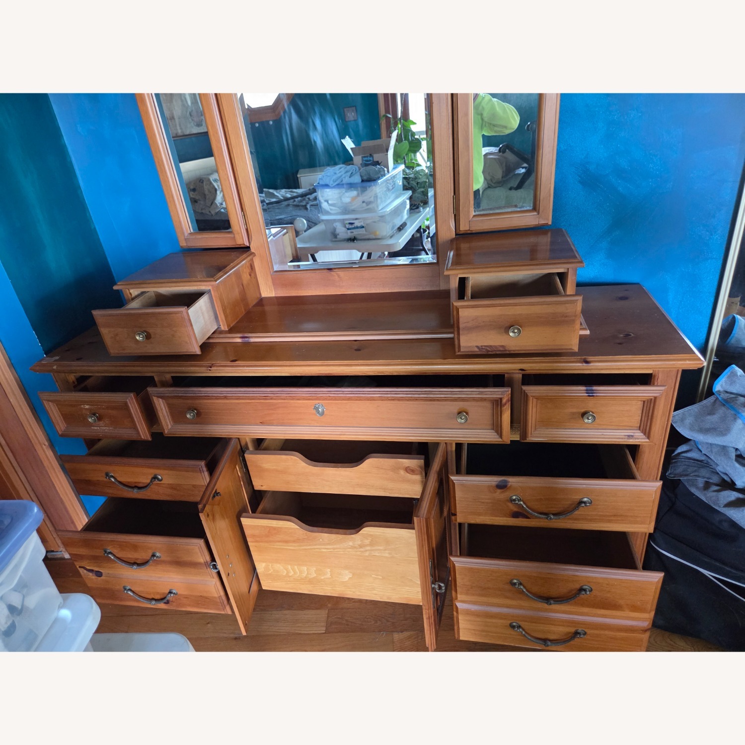 Vintage/Antique Gold Wood Dresser - image-3