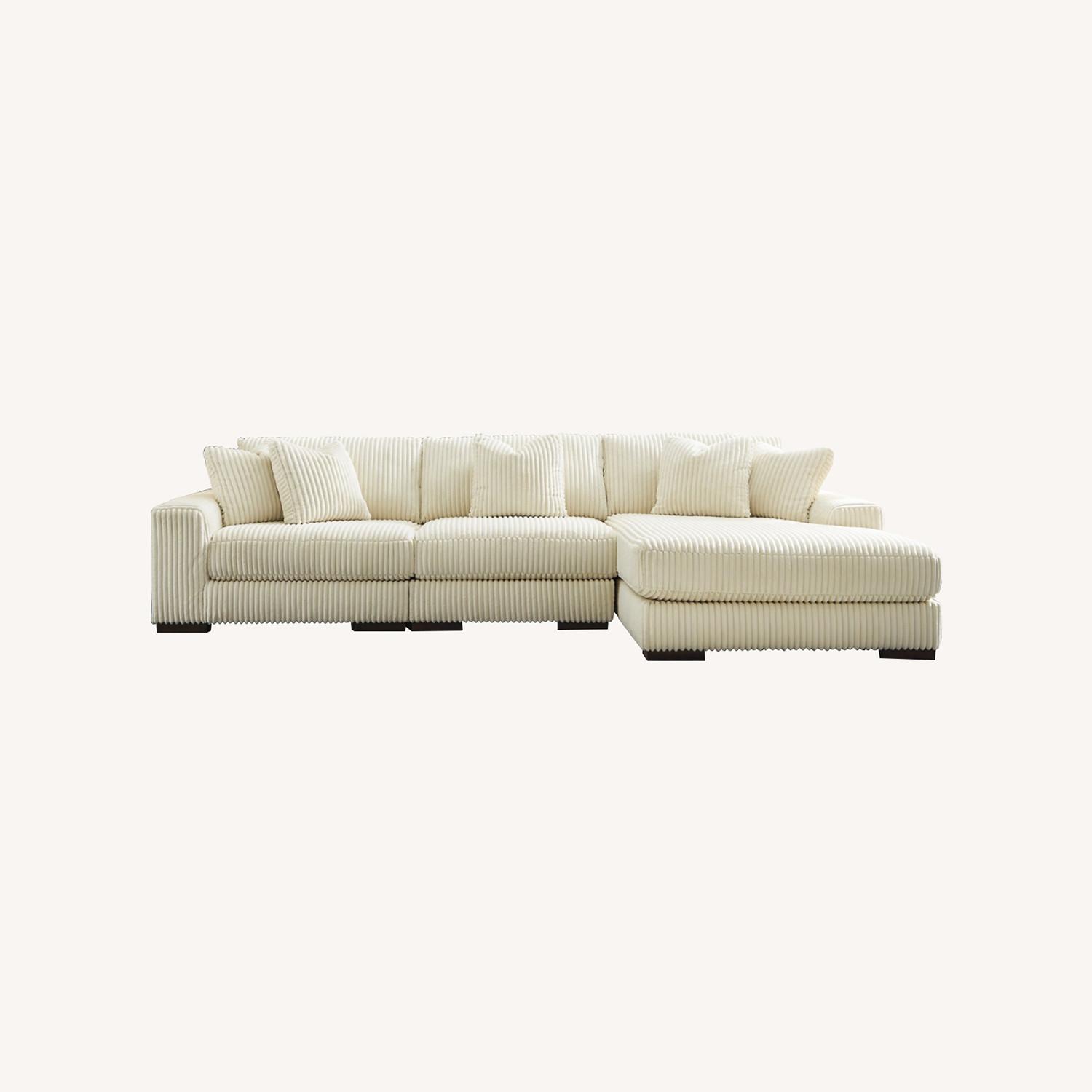 Ashley White Cotton 3+ Piece Sectional - image-0