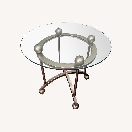 Used Pair of Vintage 1970s Chrome & Glass Side Tables for sale on AptDeco