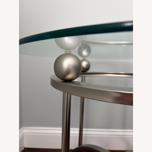 Used Pair of Vintage 1970s Chrome & Glass Side Tables for sale on AptDeco