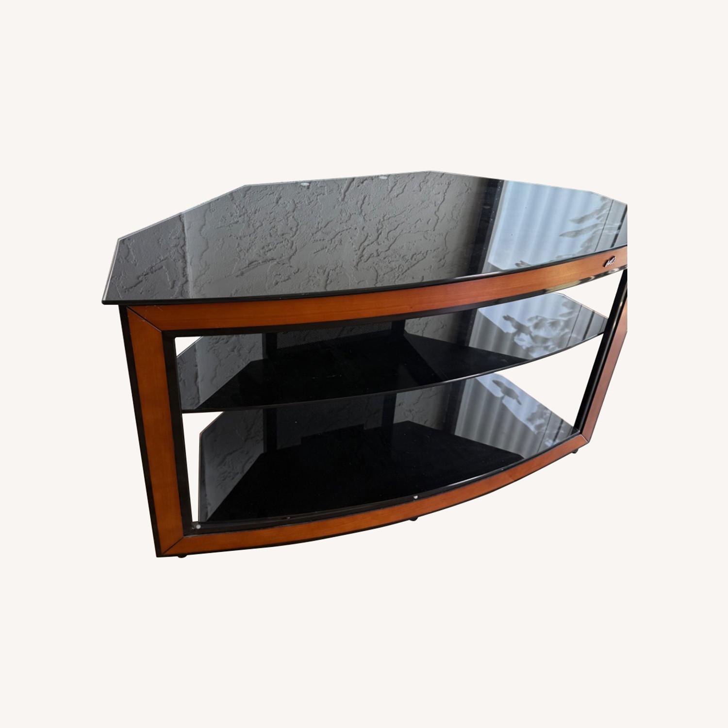 Dark Brown Glass Side Table - image-0