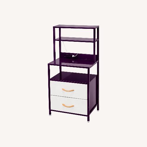 Used Purple Wood Nightstand With Lights and Outlets for sale on AptDeco