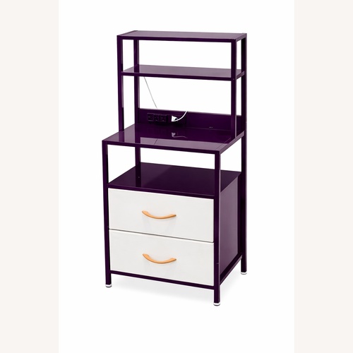 Used Purple Wood Nightstand With Lights and Outlets for sale on AptDeco