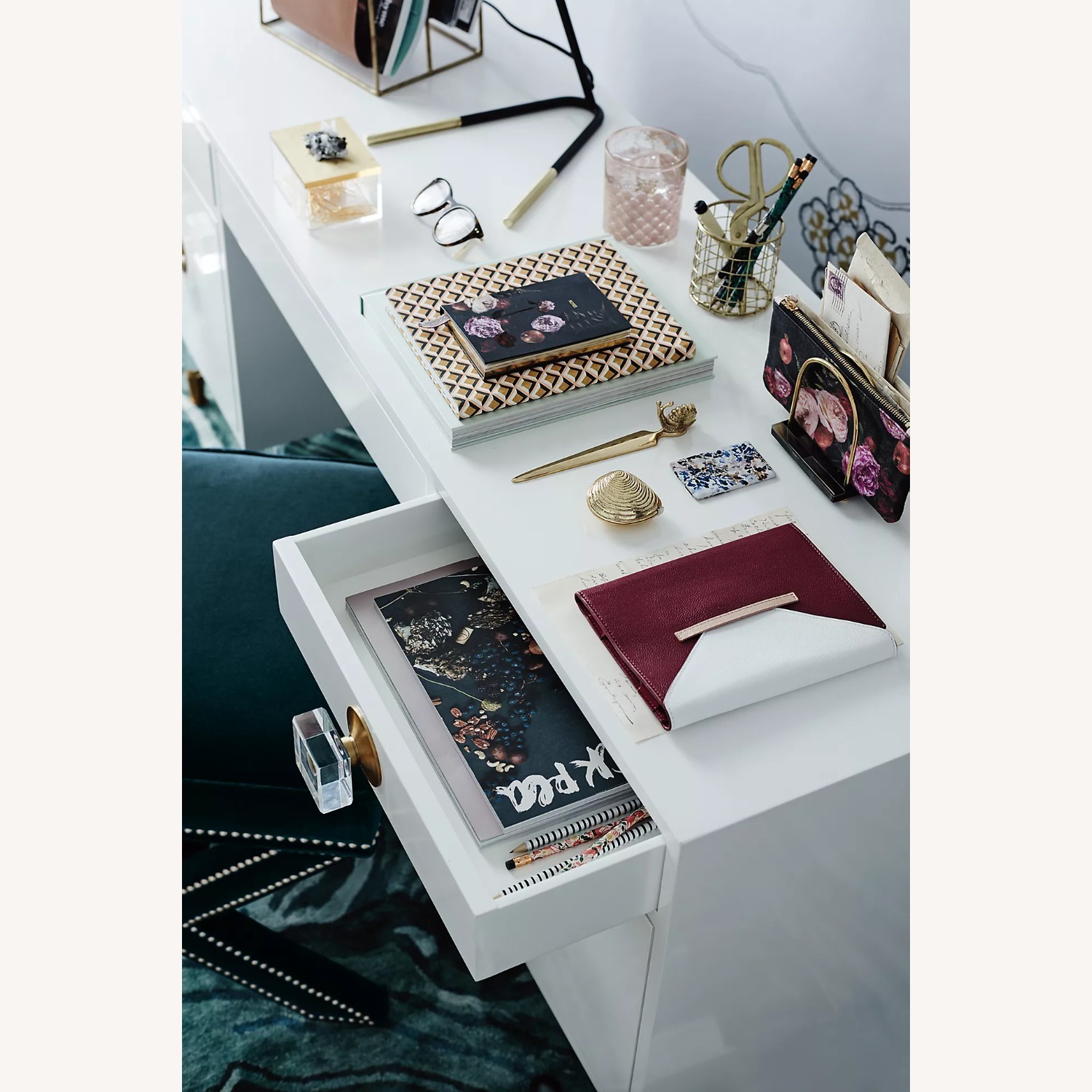Anthropologie Regency White Lacquer Desk - image-2