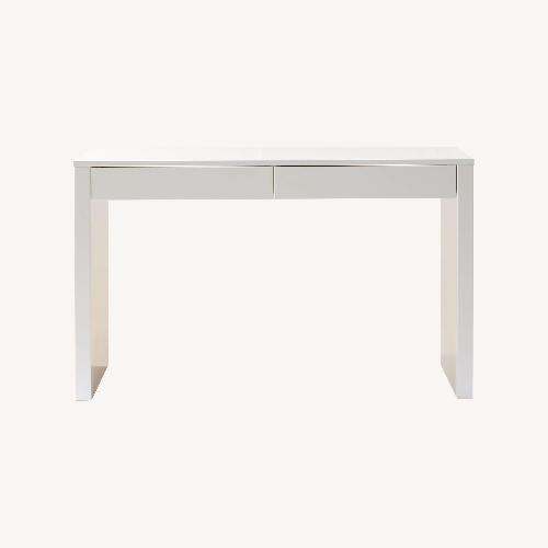 Used CB2 Runway 48" 2-Drawer White Lacquered Wood Desk for sale on AptDeco