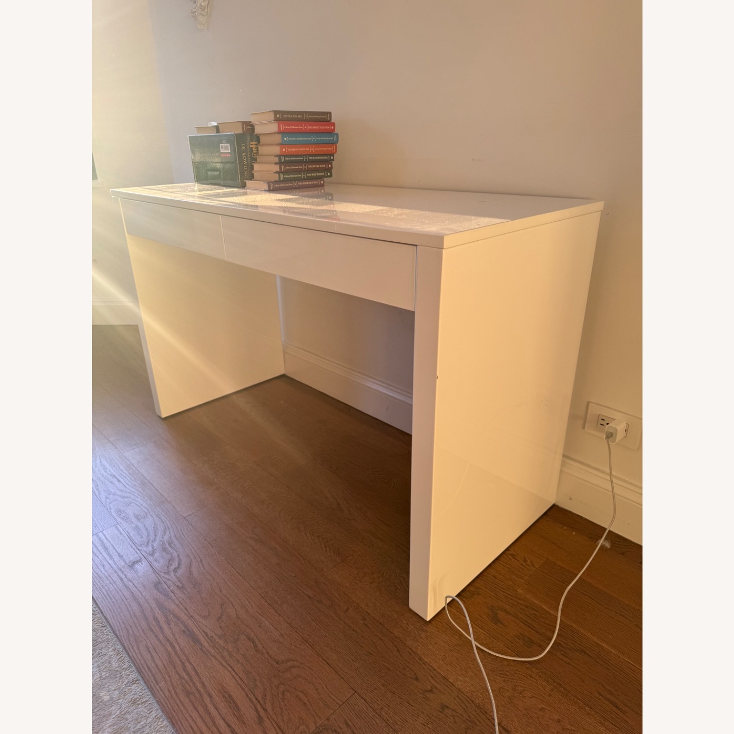 CB2 Runway 48" 2-Drawer White Lacquered Wood Desk - image-2