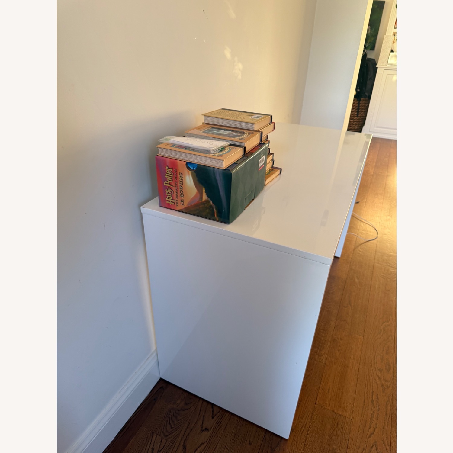 CB2 Runway 48" 2-Drawer White Lacquered Wood Desk - image-3