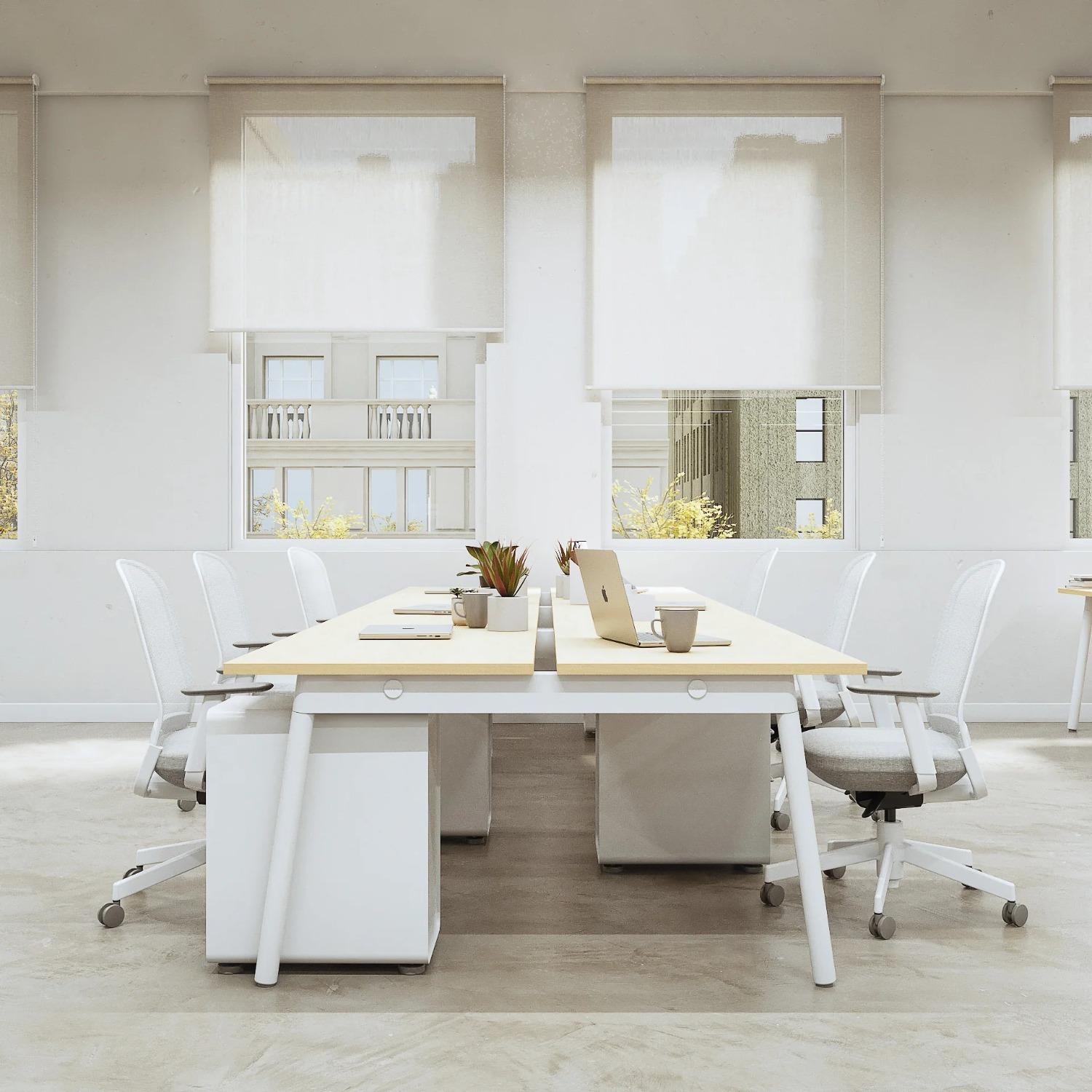 Poppin White Wood Desk - image-3