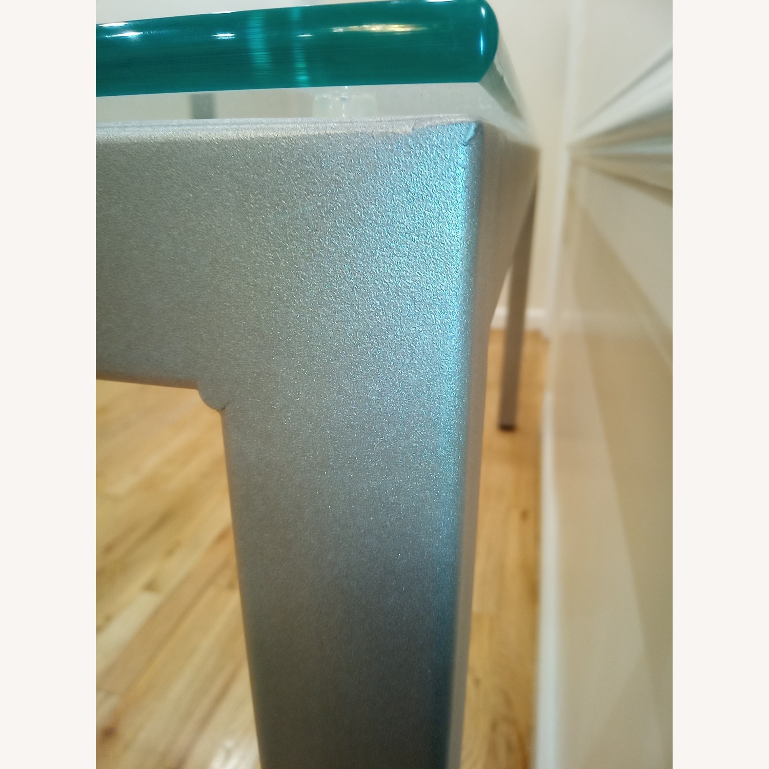Gray Glass Dining Table Clear Glass Gray Base - image-2
