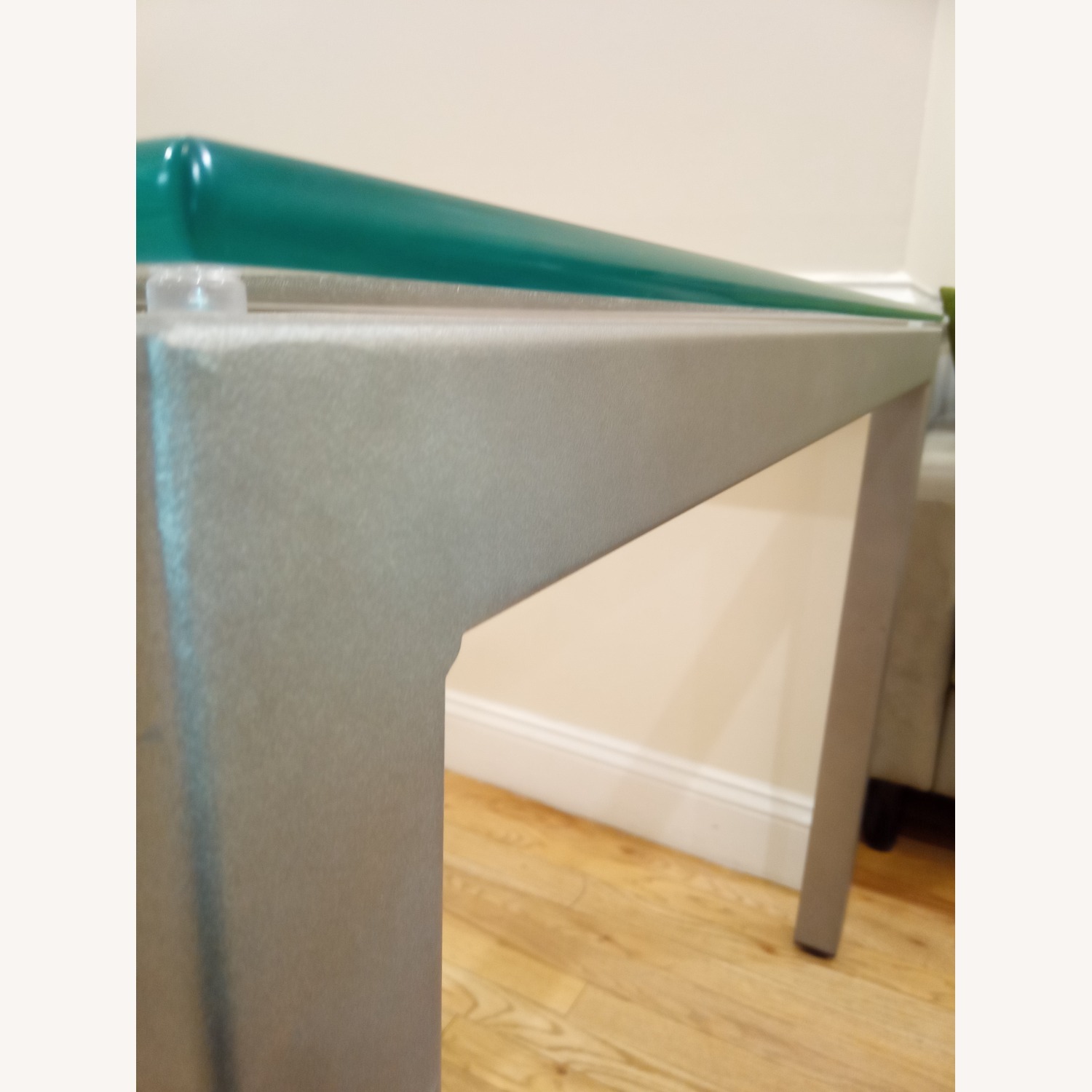 Gray Glass Dining Table Clear Glass Gray Base - image-3