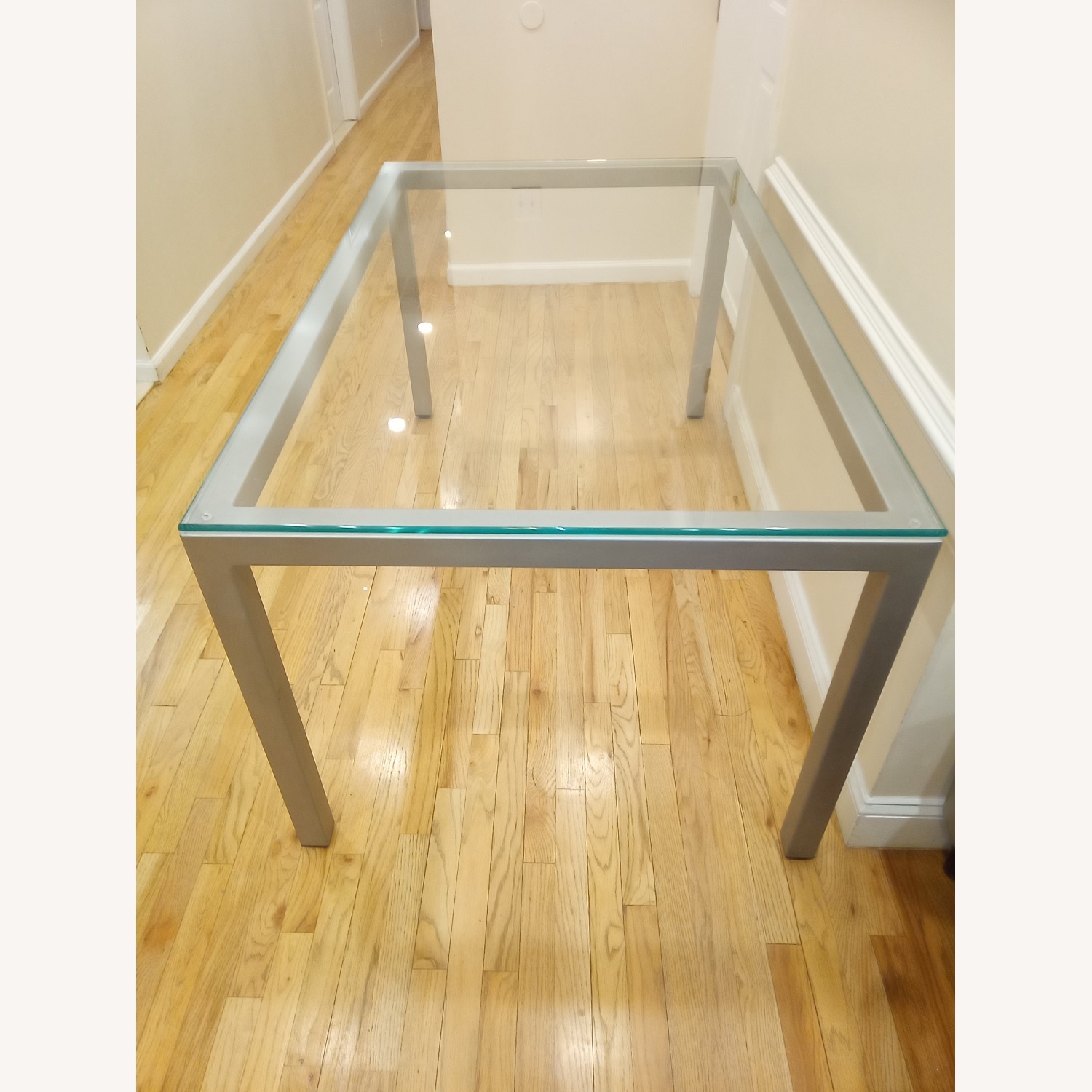 Gray Glass Dining Table Clear Glass Gray Base - image-1