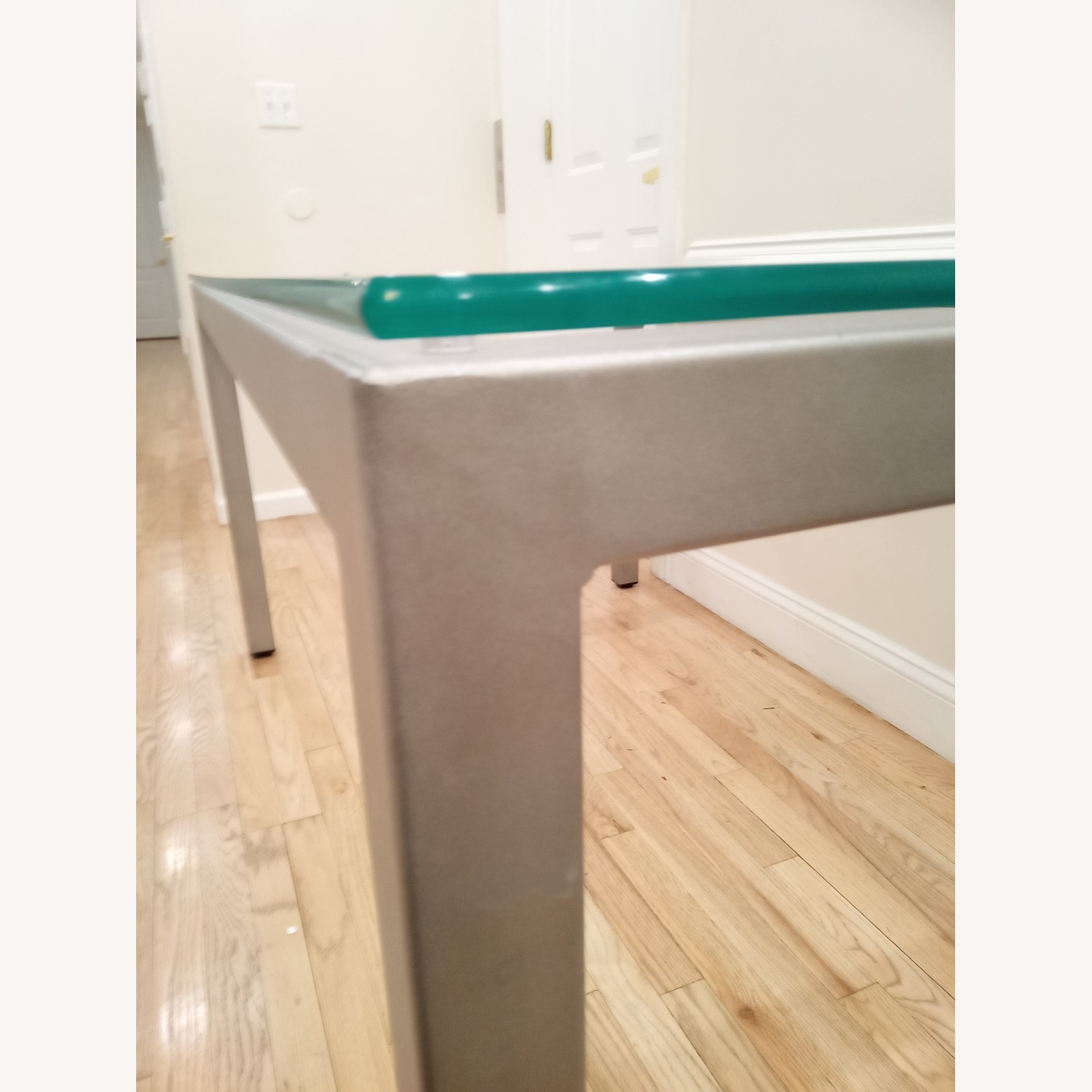 Gray Glass Dining Table Clear Glass Gray Base - image-4