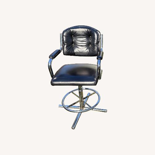 Used Vintage 1970s Black Leather Stools W Chrome Bases for sale on AptDeco