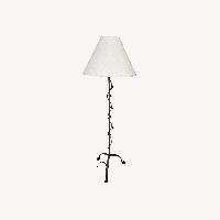 Grey Metal Floor Lamp with Vine & Leaf Detailing