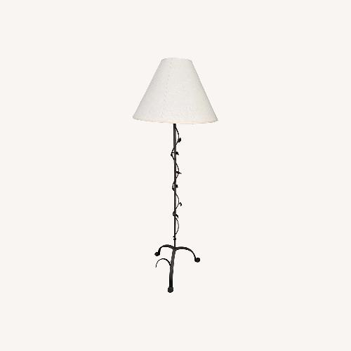 Used Grey Metal Floor Lamp with Vine & Leaf Detailing for sale on AptDeco