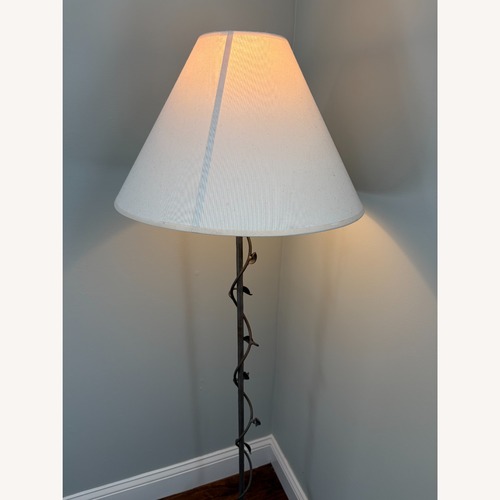 Used Grey Metal Floor Lamp with Vine & Leaf Detailing for sale on AptDeco