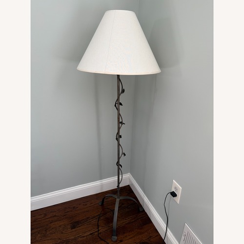 Used Grey Metal Floor Lamp with Vine & Leaf Detailing for sale on AptDeco