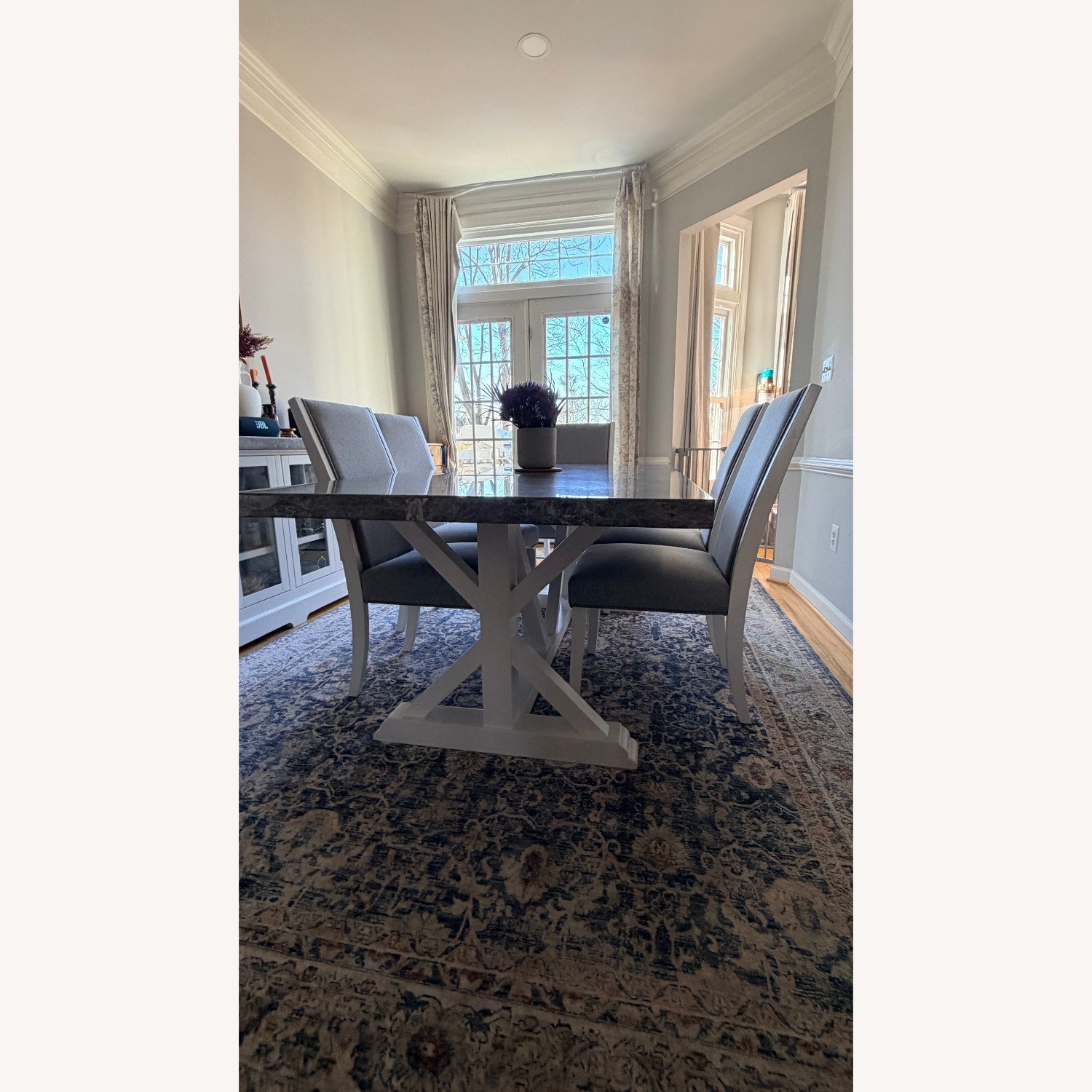 Bob's  Light Gray Marble Dining Table and Chairs - image-3