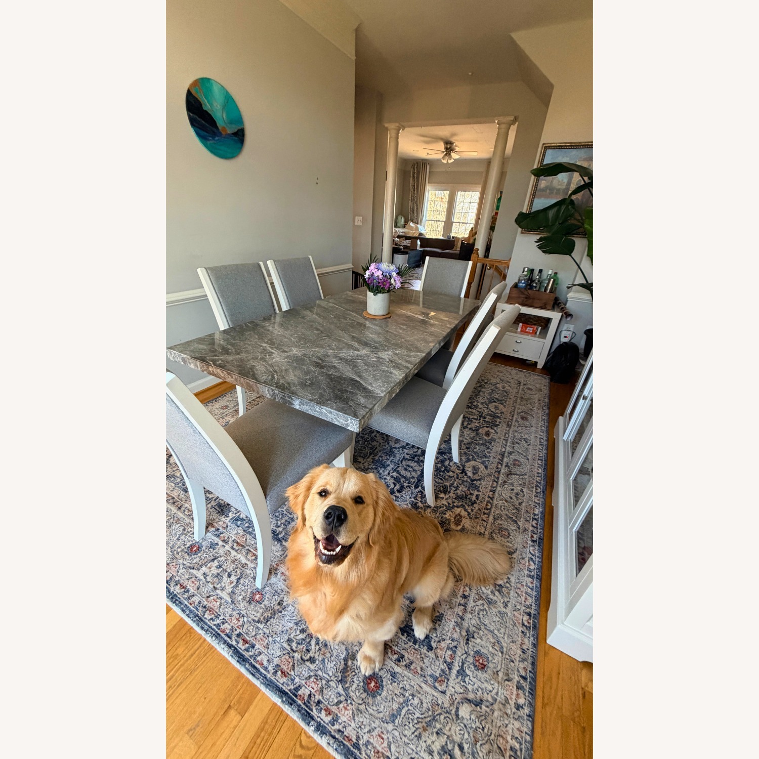 Bob's  Light Gray Marble Dining Table and Chairs - image-2