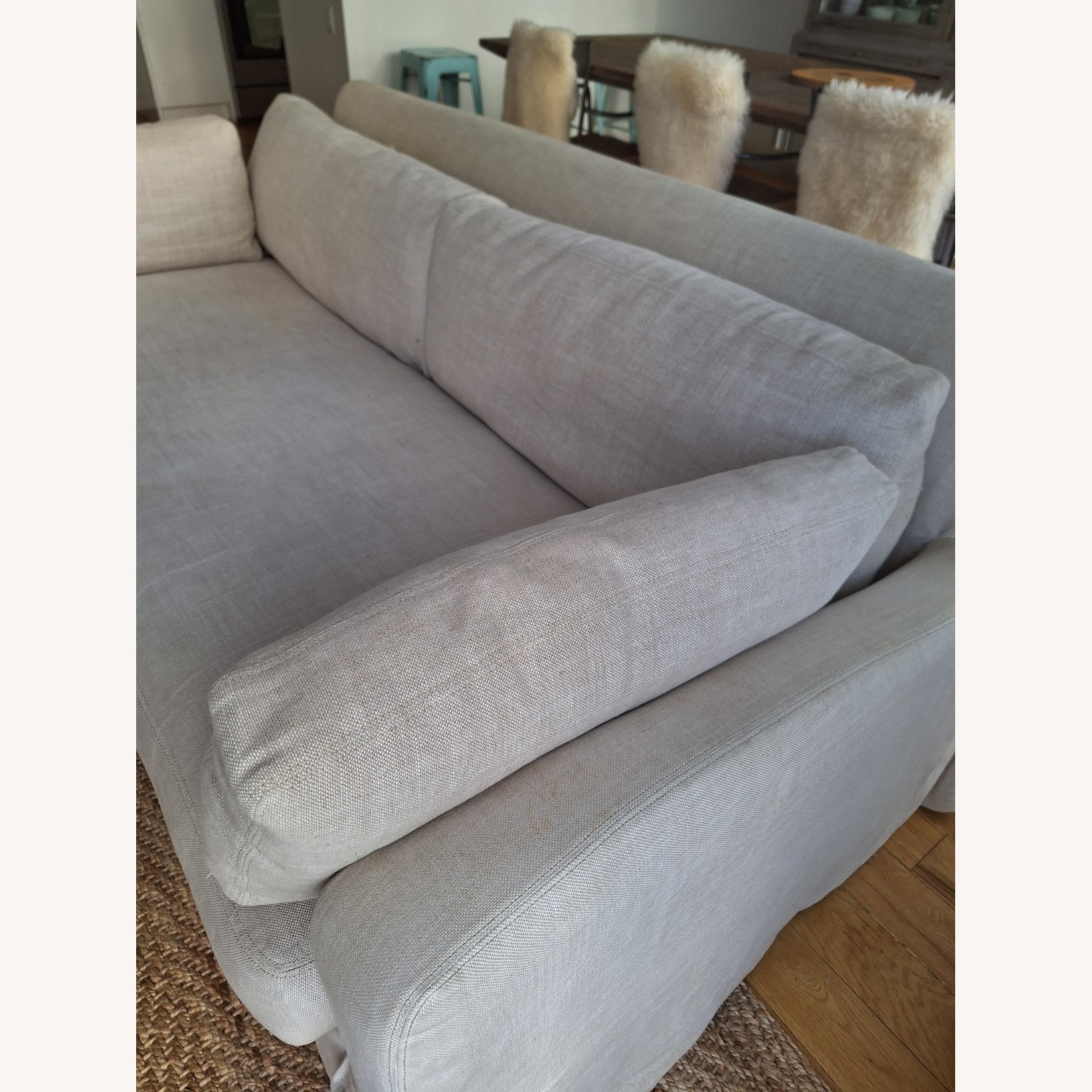 Restoration Hardware Natural Linen 3+ Seater Sofa - image-2