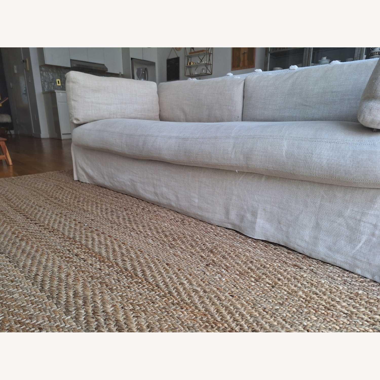 Restoration Hardware Natural Linen 3+ Seater Sofa - image-4