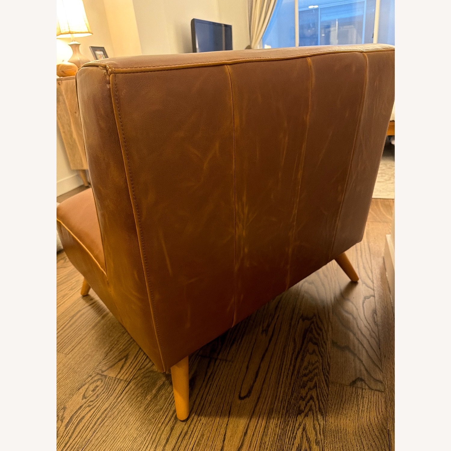 World Market Light Brown Leather Accent Chair - image-4