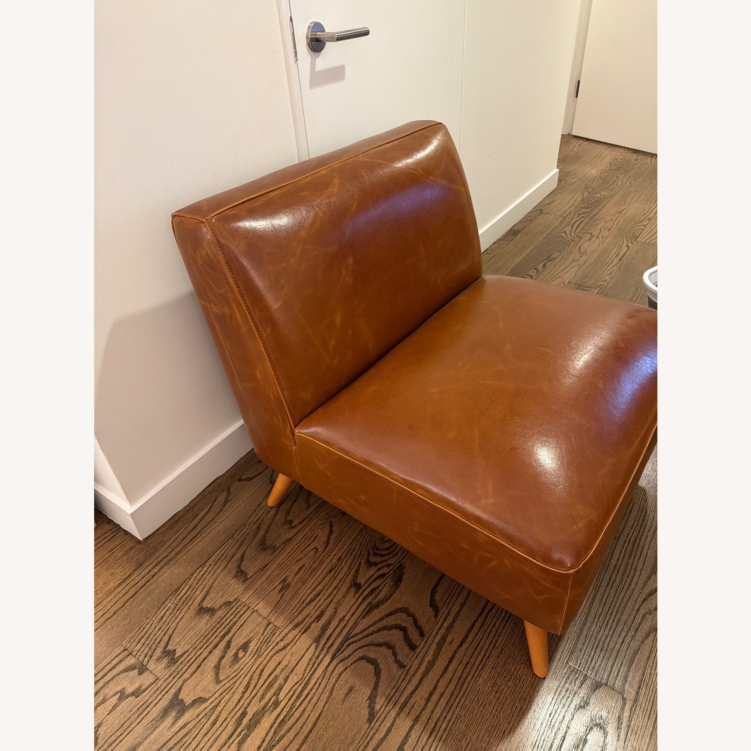 World Market Light Brown Leather Accent Chair - image-2