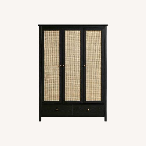 Used Frances Rattan Triple Closet with 2 Drawers, Black for sale on AptDeco