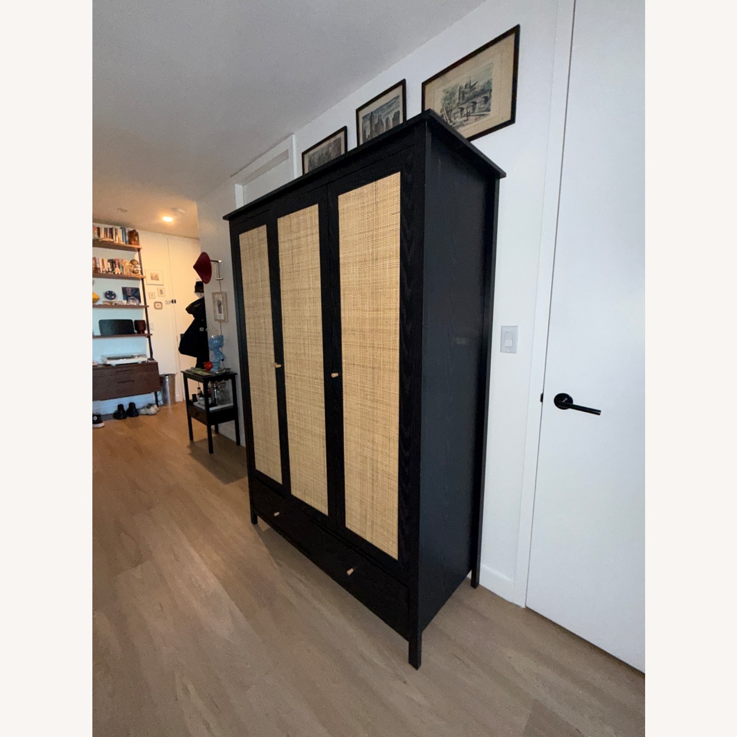 Frances Rattan Triple Closet with 2 Drawers, Black - image-2