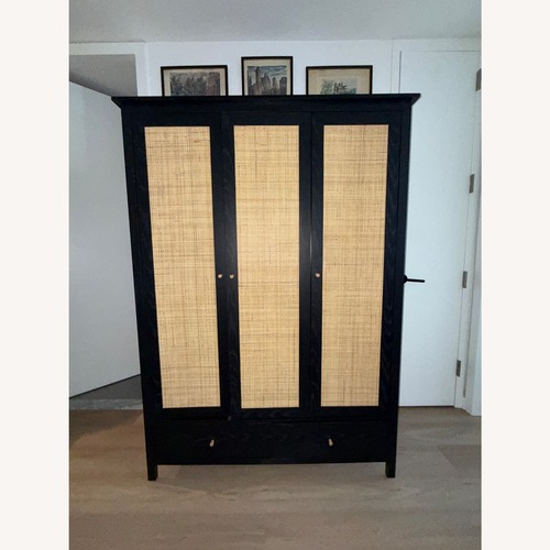 Used Frances Rattan Triple Closet with 2 Drawers, Black for sale on AptDeco