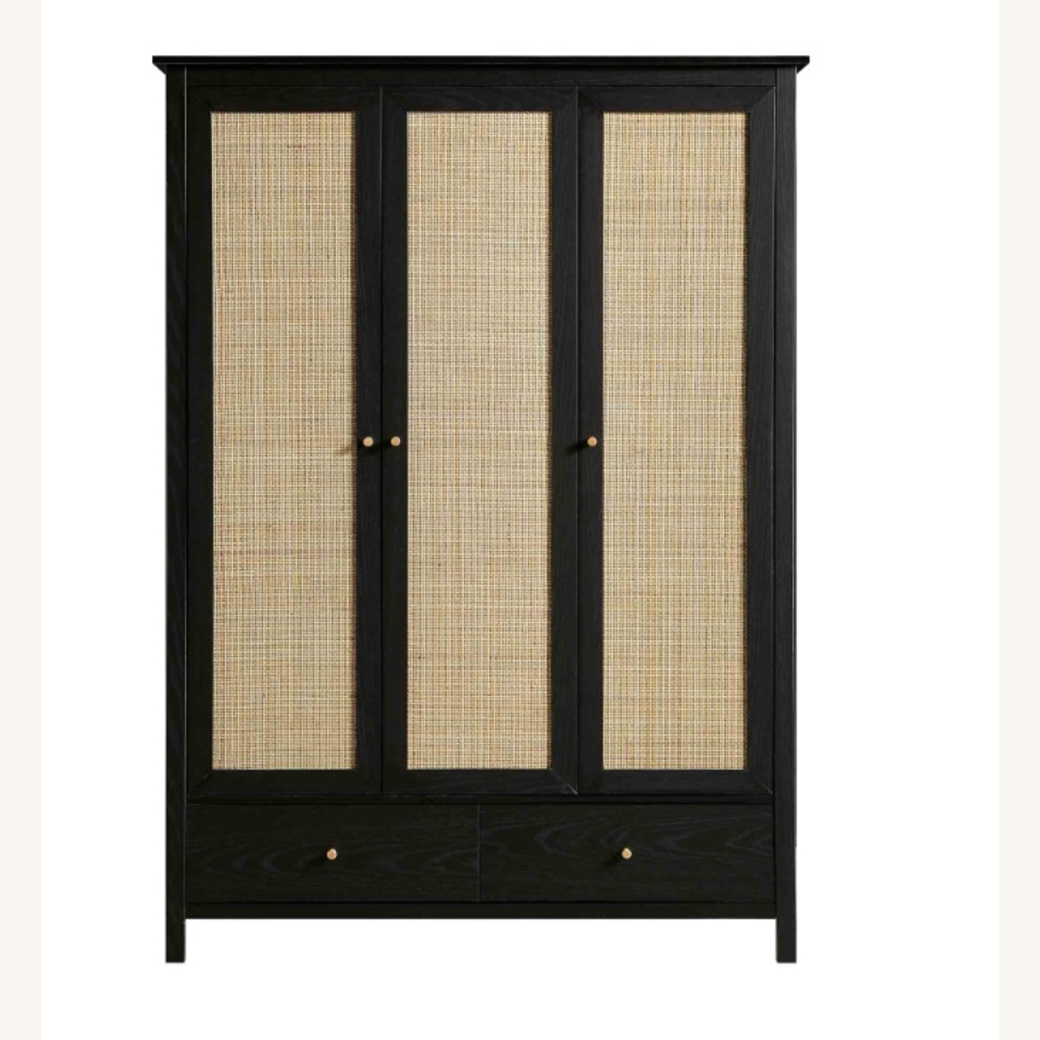 Frances Rattan Triple Closet with 2 Drawers, Black - image-5