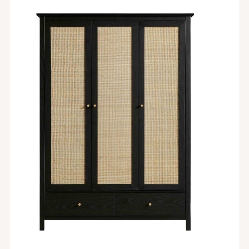 Used Frances Rattan Triple Closet with 2 Drawers, Black for sale on AptDeco