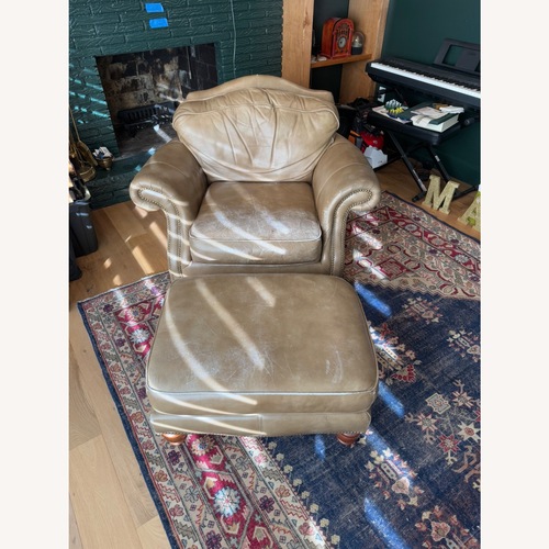 Used Bernhardt Light Brown Leather Armchair for sale on AptDeco