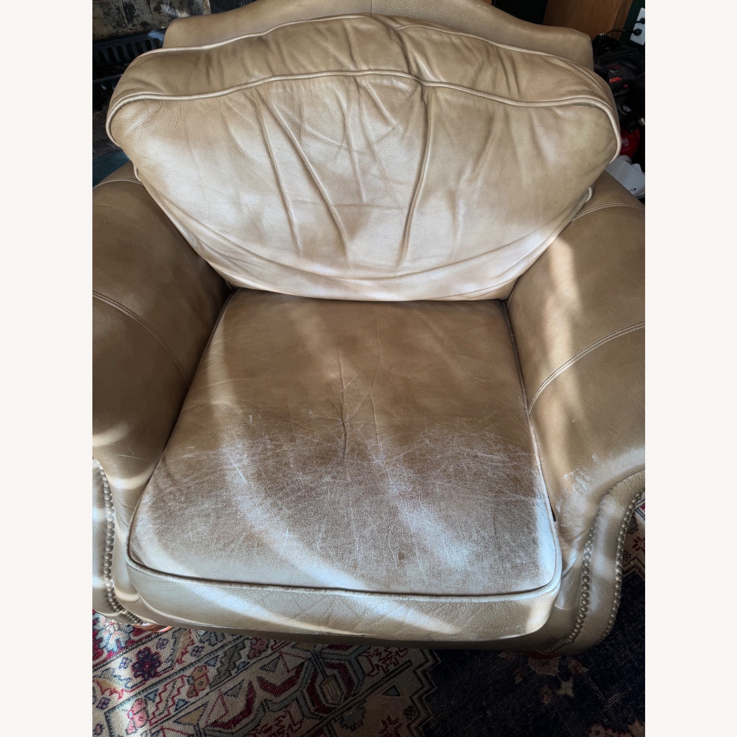 Bernhardt Light Brown Leather Armchair - image-2