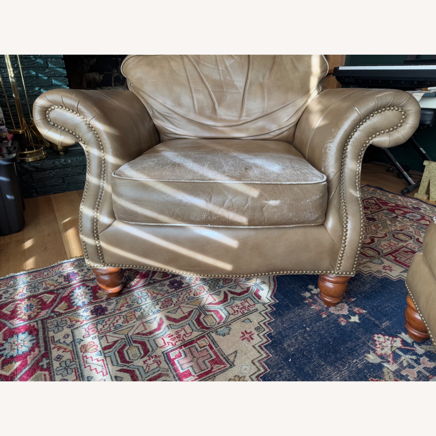 Bernhardt Light Brown Leather Armchair - image-3