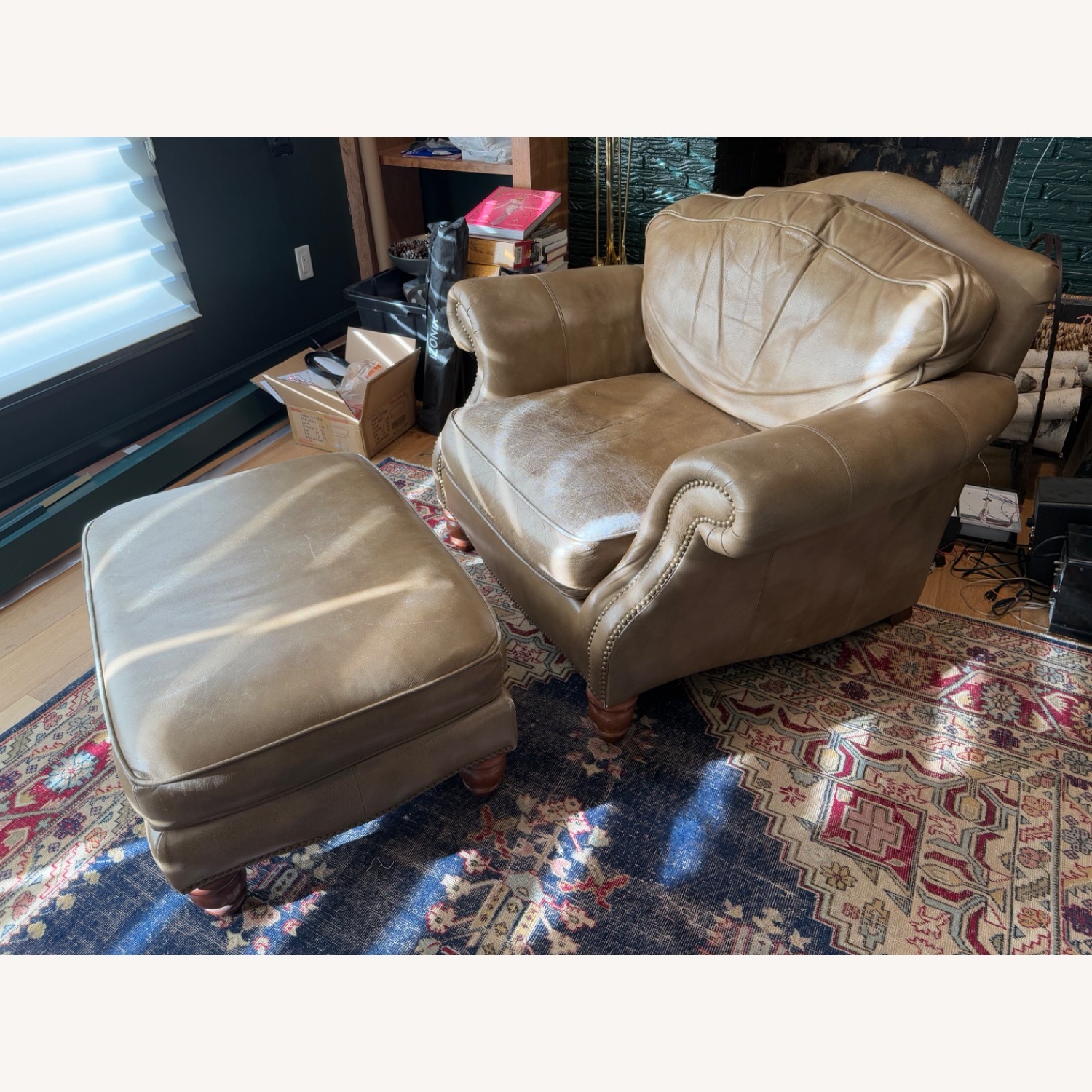 Bernhardt Light Brown Leather Armchair - image-1