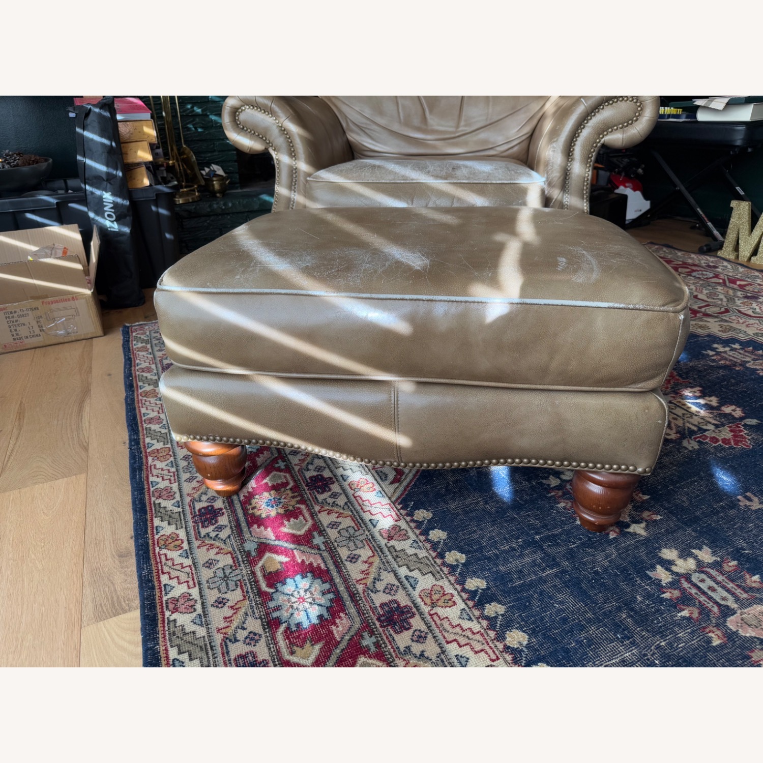 Bernhardt Light Brown Leather Armchair - image-4