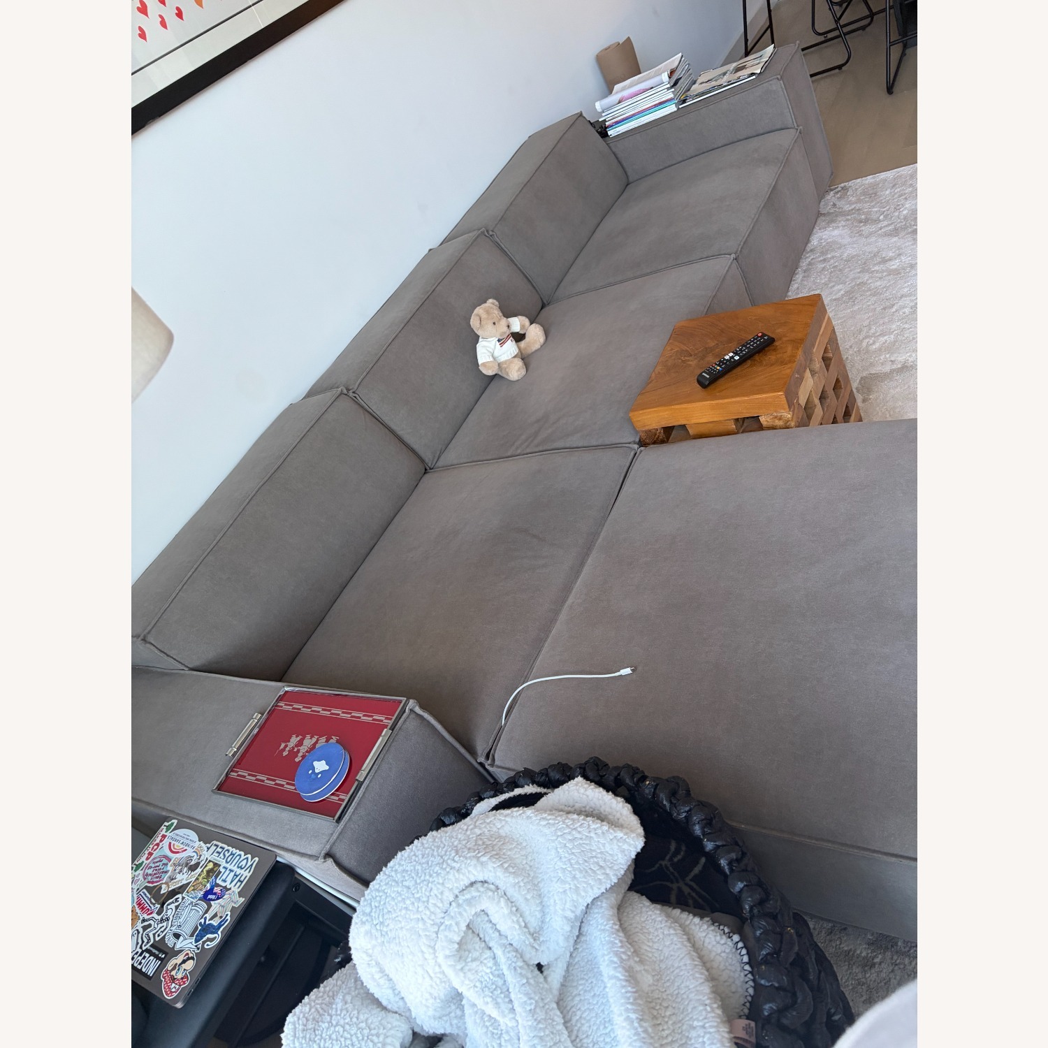 Dark Gray Fabric 3+ Seater Sofa - image-3