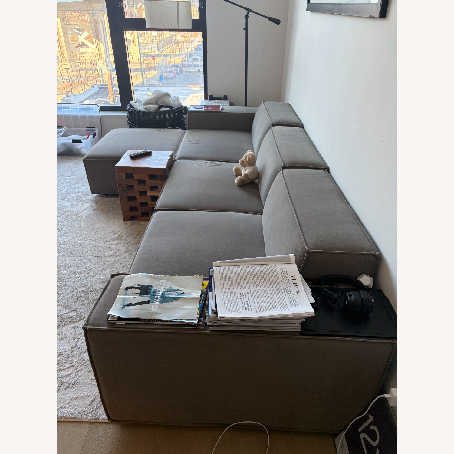 Dark Gray Fabric 3+ Seater Sofa - image-2