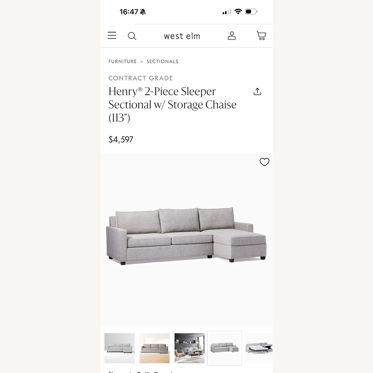 West Elm Light Gray Sleeper Sofa - image-3