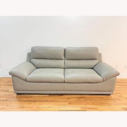 Used Light Gray Leather 2 Seater Sofa for sale on AptDeco