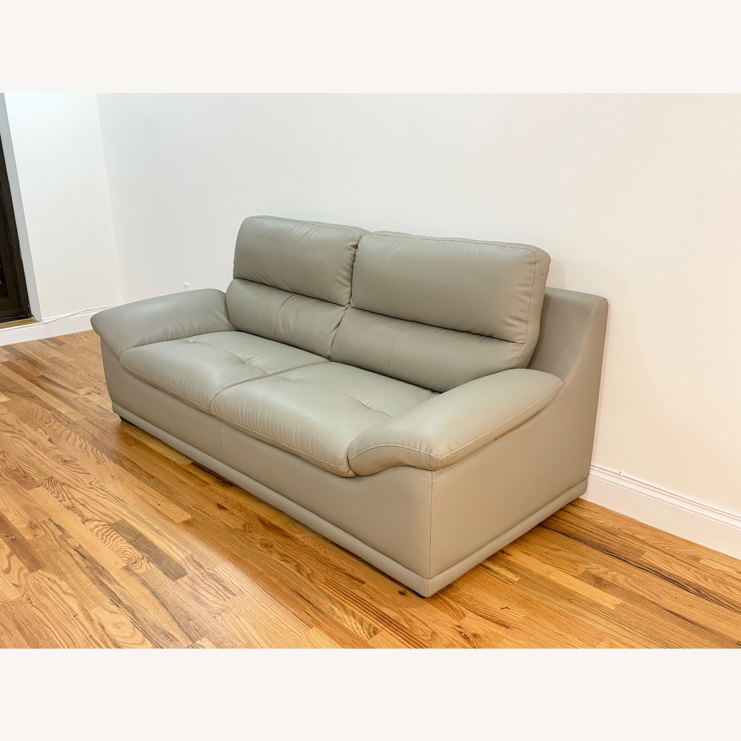 Light Gray Leather 2 Seater Sofa - image-1