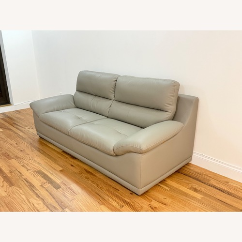 Used Light Gray Leather 2 Seater Sofa for sale on AptDeco