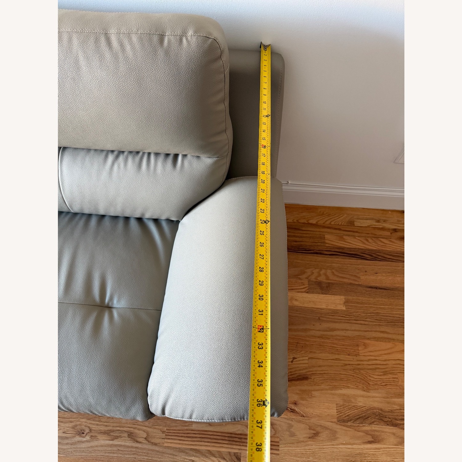 Light Gray Leather 2 Seater Sofa - image-5