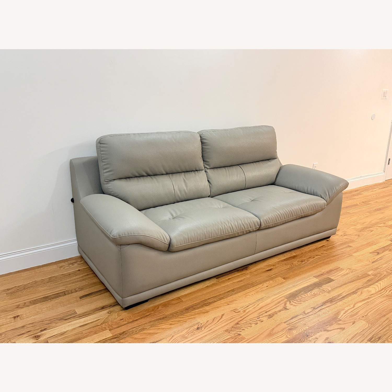 Light Gray Leather 2 Seater Sofa - image-2