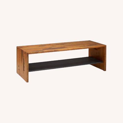 Used Wayfair Dark Brown Wooden Bench w Lower Shelf for sale on AptDeco