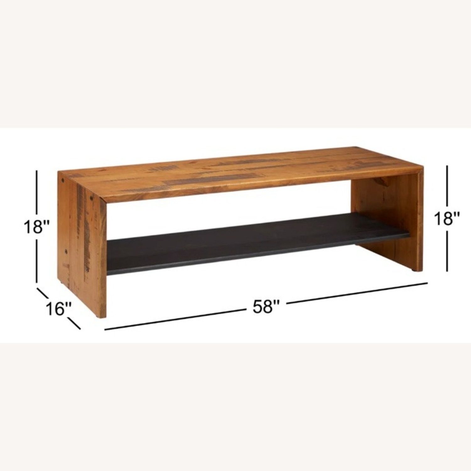 Wayfair Dark Brown Wooden Bench w Lower Shelf - image-1